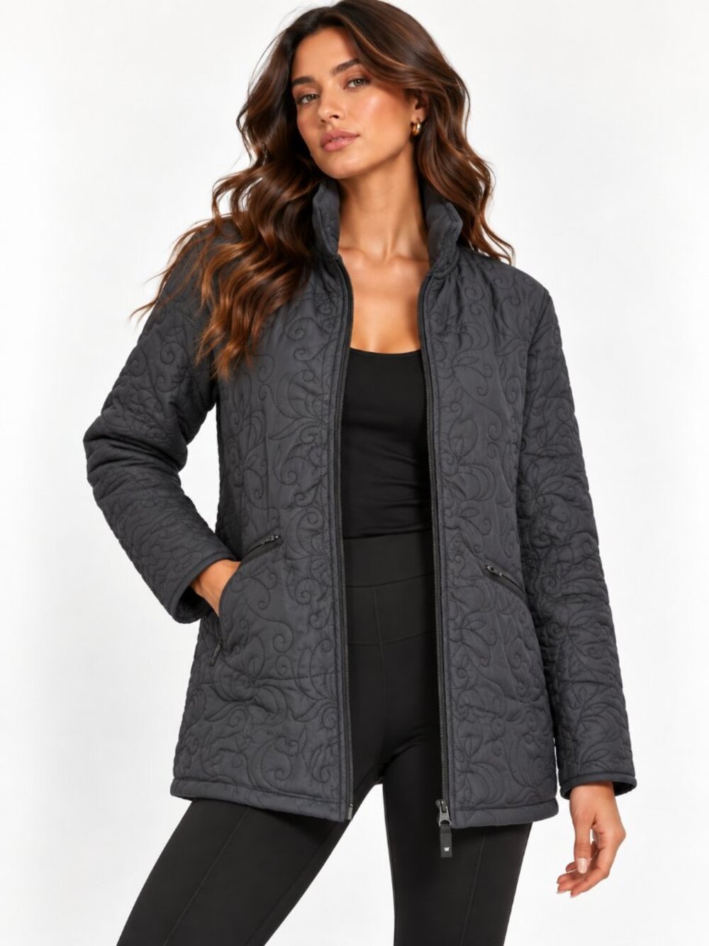 WOOLRICH Quilted Fur Lined Jacket Coat Black Large